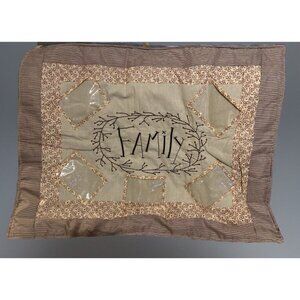 Quilted Wall Hanging Family Embroidered Picture Frame Country Core 37x28 Cottage